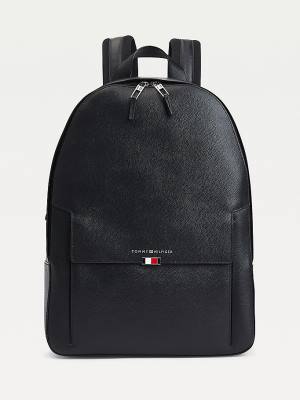 Tommy Hilfiger TH Business Bőr Backpack Táska Férfi Fekete | TH431KRP