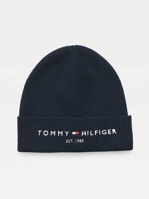 Tommy Hilfiger TH Established Knitted Pamut Beanie Kalap Férfi Kék | TH273TQX