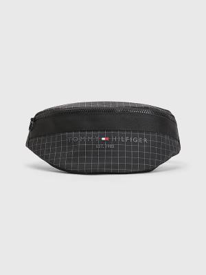 Tommy Hilfiger TH Established Square Print Crossbody Táska Férfi Fekete | TH804YFN