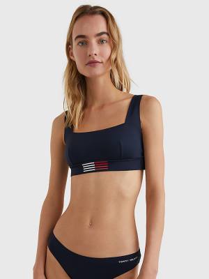 Tommy Hilfiger TH Flex Flag Print Bikini Bralette Fürdőruha Női Kék | TH840DTW