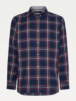 Tommy Hilfiger TH Flex Plaid Regular Fit Ingek Férfi Kék | TH718TCH