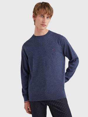 Tommy Hilfiger TH Flex Tipped Cuffs Jumper Pulóverek Férfi Kék | TH489TGC