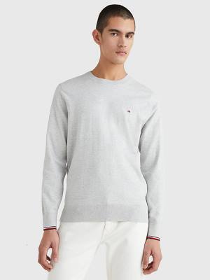 Tommy Hilfiger TH Flex Tipped Cuffs Jumper Pulóverek Férfi Szürke | TH802XKO