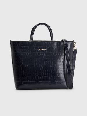 Tommy Hilfiger TH Modern Croco Effect Tote Táska Női Kék | TH526ZMV