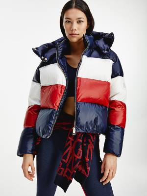 Tommy Hilfiger TH Protect Colour-Blocked Down Puffer Kabát Női Kék | TH382UHV