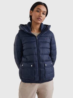 Tommy Hilfiger TH Protect Csuklyás Padded Kabát Női Kék | TH192SZE