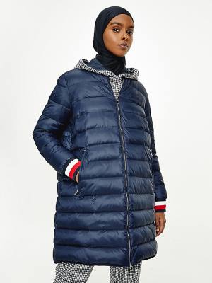 Tommy Hilfiger TH Protect Filled Long Bomber Coat Kabát Női Kék | TH607DUL