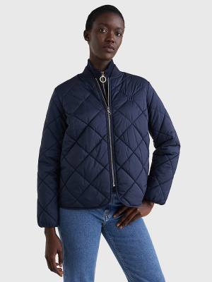 Tommy Hilfiger TH Protect Quilted Bomber Kabát Női Kék | TH251KPU