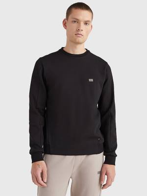 Tommy Hilfiger Tech Essentials Crew Neck Pulóver Férfi Fekete | TH315GAQ