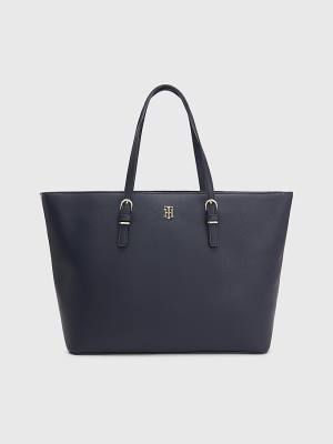 Tommy Hilfiger Textured Medium Tote Táska Női Kék | TH609WTJ