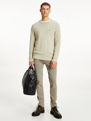 Tommy Hilfiger Textured Relaxed Fit Jumper Pulóverek Férfi Khaki | TH468ZEQ