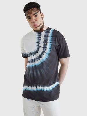 Tommy Hilfiger Tie Dye Organic Pamut Póló Férfi Fekete | TH069DUV