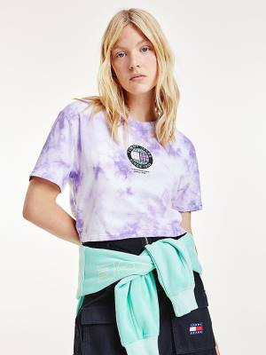 Tommy Hilfiger Tie-Dye Recycled Pamut Cropped Póló Női Lila | TH053KWM