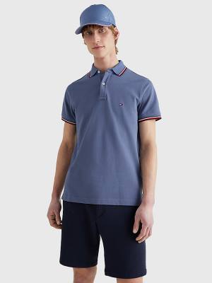 Tommy Hilfiger Tipped Slim Fit Póló Férfi Kék | TH689OIZ