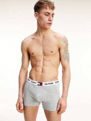 Tommy Hilfiger Tommy 85 Stretch Pamut Logo Trunks Fehérnemű Férfi Szürke | TH978QYH