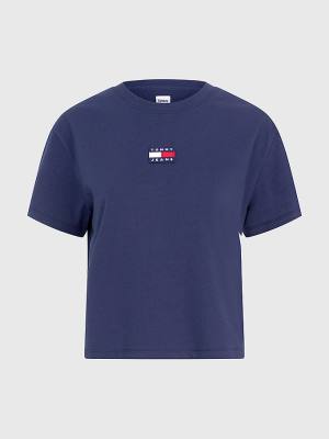 Tommy Hilfiger Tommy Badge Crew Neck Póló Női Kék | TH327AQK