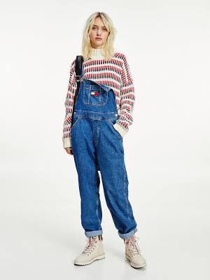 Tommy Hilfiger Tommy Badge Denim Dungarees Farmer Női Denim | TH130HUS