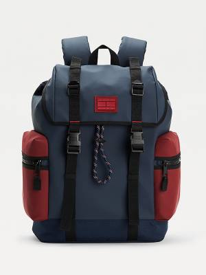 Tommy Hilfiger Tommy Badge Double Clip Backpack Táska Férfi Kék | TH396XEI