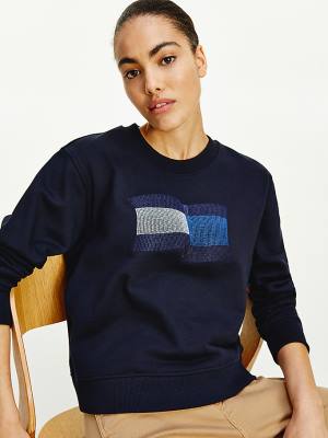 Tommy Hilfiger Tommy Icons Crew Neck Pulóver Női Kék | TH713XEW