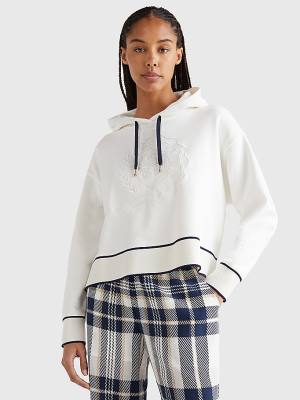 Tommy Hilfiger Tommy Icons Relaxed Fit Kapucnis Pulóver Női Fehér | TH023HQF