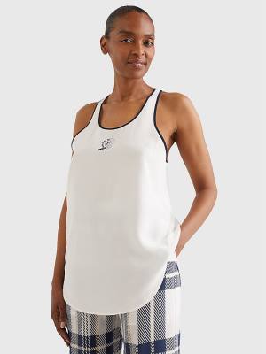 Tommy Hilfiger Tommy Icons Silk Racerback Tank Top Ingek Női Fehér | TH791YPT