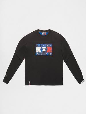 Tommy Hilfiger Tommy X AAPE Long Sleeve Póló Férfi Fekete | TH714NAP