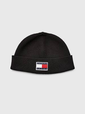 Tommy Hilfiger Travel Rövid Pamut Beanie Kalap Férfi Fekete | TH537VDX