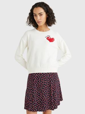 Tommy Hilfiger Valentines Heart Organic Pamut Jumper Pulóverek Női Fehér | TH459DLJ