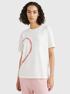 Tommy Hilfiger Valentines Heart Print Relaxed Fit Póló Női Fehér | TH365ABI