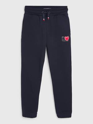 Tommy Hilfiger Valentines Heart Print Terry Joggers Nadrág Fiú Kék | TH651BNP