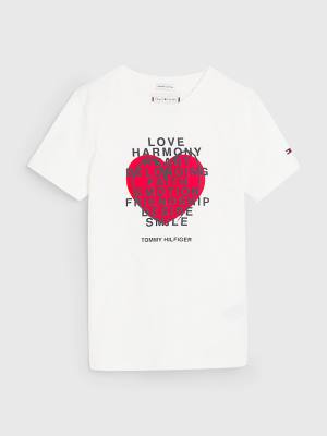 Tommy Hilfiger Valentines Heart Text Print Póló Fiú Fehér | TH527EYX