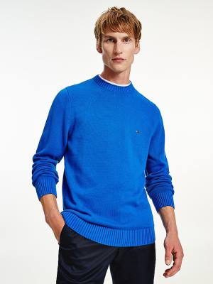 Tommy Hilfiger Vaskos Knit Crew Neck Jumper Pulóverek Férfi Kék | TH457BCV