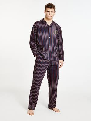 Tommy Hilfiger Vertical Stripe Trousers Pizsama Férfi Kék | TH693XRG