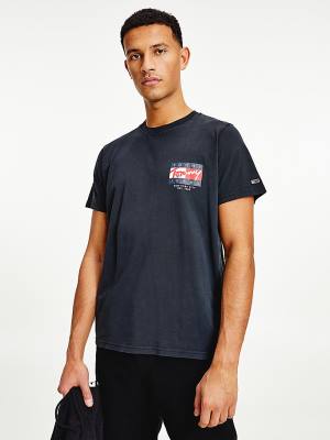 Tommy Hilfiger Vintage Flag Signature Logo Póló Férfi Fekete | TH052QXJ