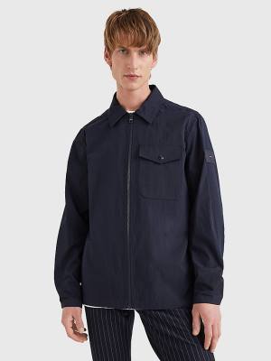 Tommy Hilfiger Zip-Thru Shirt Kabát Férfi Kék | TH160IYJ