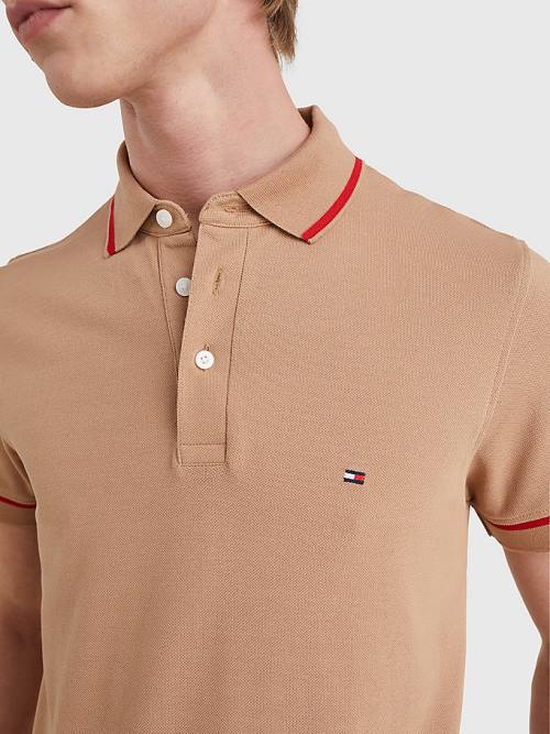 Tommy Hilfiger 1985 Essential TH Flex Slim Póló Férfi Barna | TH129XAJ