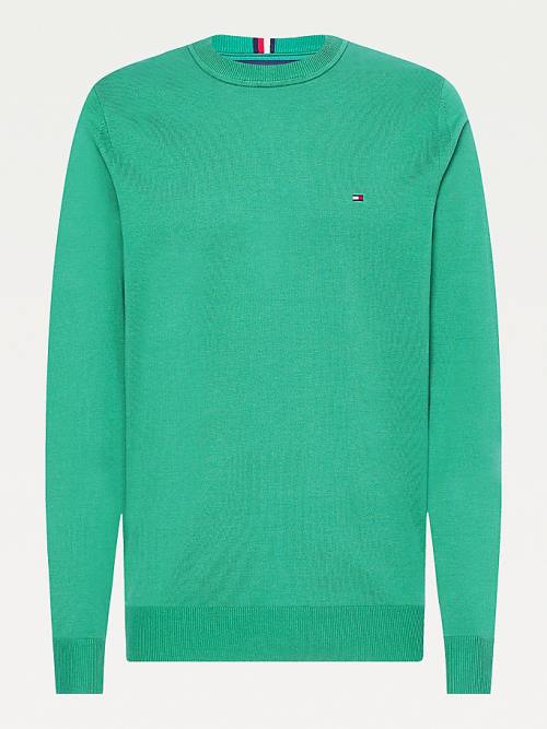 Tommy Hilfiger 1985 Essential TH Flex Sweatshirt Pulóverek Férfi Zöld | TH026HIG