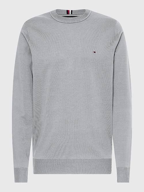 Tommy Hilfiger 1985 Essential TH Flex Sweatshirt Pulóverek Férfi Szürke | TH295GYW