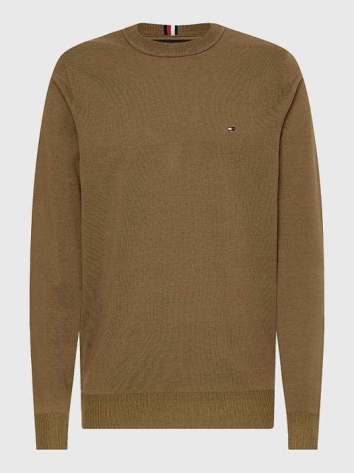 Tommy Hilfiger 1985 Essential TH Flex Sweatshirt Pulóverek Férfi Barna | TH314ACW