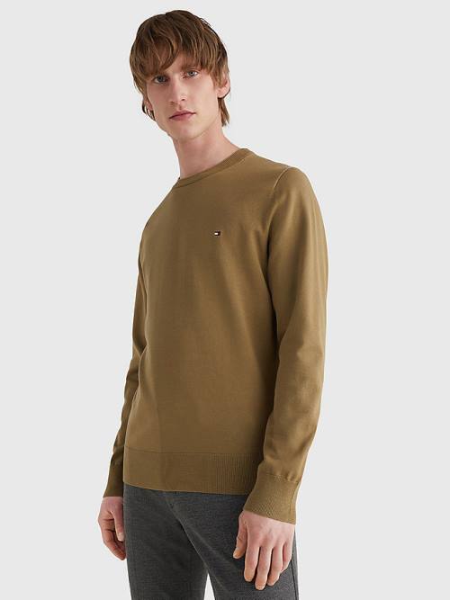 Tommy Hilfiger 1985 Essential TH Flex Sweatshirt Pulóverek Férfi Barna | TH314ACW