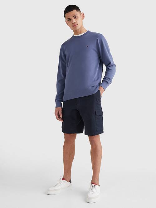 Tommy Hilfiger 1985 Essential TH Flex Sweatshirt Pulóverek Férfi Kék | TH326EWD