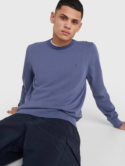 Tommy Hilfiger 1985 Essential TH Flex Sweatshirt Pulóverek Férfi Kék | TH326EWD