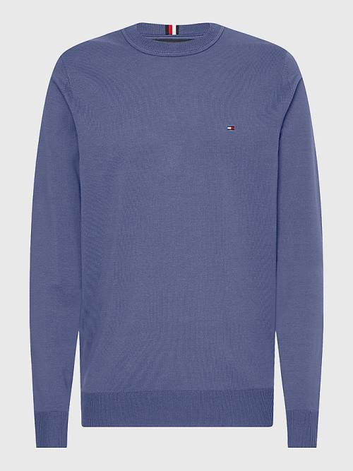 Tommy Hilfiger 1985 Essential TH Flex Sweatshirt Pulóverek Férfi Kék | TH326EWD