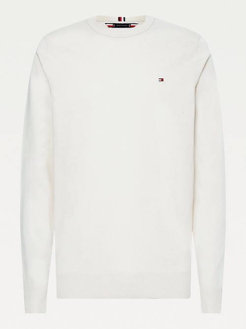 Tommy Hilfiger 1985 Essential TH Flex Sweatshirt Pulóverek Férfi Bézs | TH358IUY