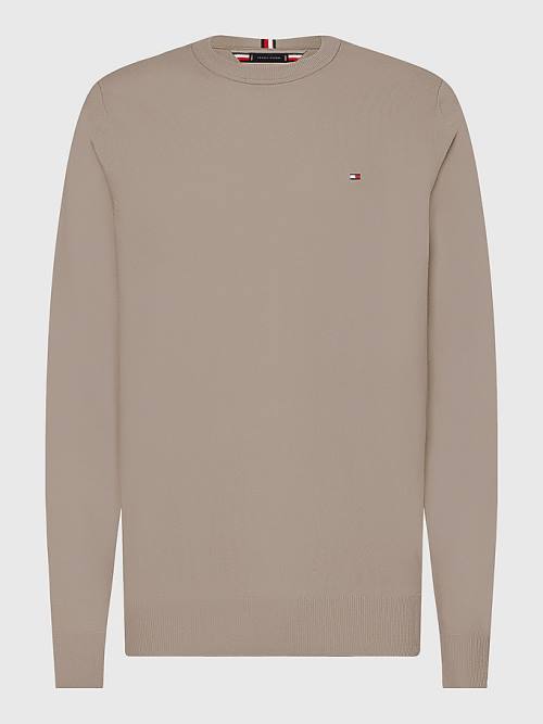 Tommy Hilfiger 1985 Essential TH Flex Sweatshirt Pulóverek Férfi Barna | TH567XKF