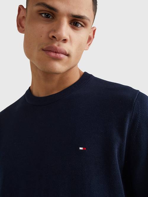 Tommy Hilfiger 1985 Essential TH Flex Sweatshirt Pulóverek Férfi Kék | TH650FQD