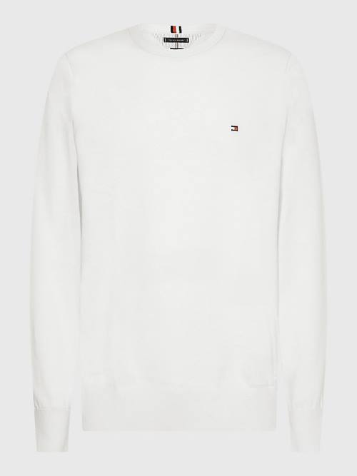 Tommy Hilfiger 1985 Essential TH Flex Sweatshirt Pulóverek Férfi Fehér | TH691CTL