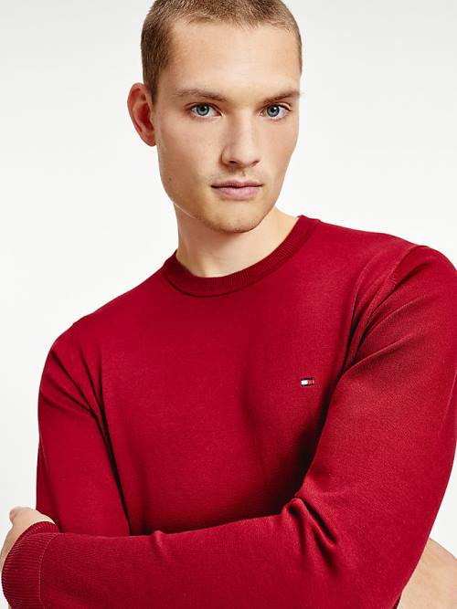 Tommy Hilfiger 1985 Essential TH Flex Sweatshirt Pulóverek Férfi Piros | TH832TID