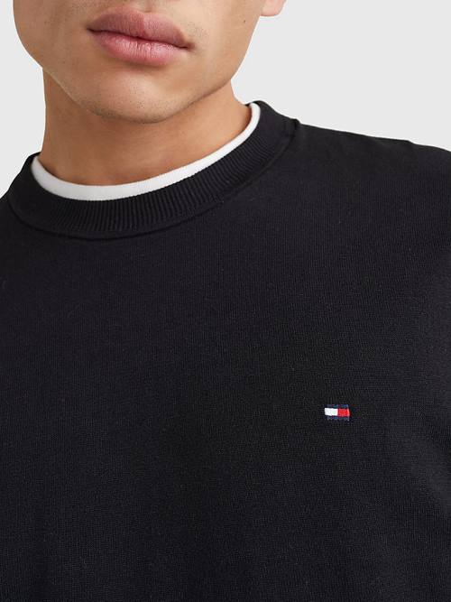 Tommy Hilfiger 1985 Essential TH Flex Sweatshirt Pulóverek Férfi Fekete | TH849LFX