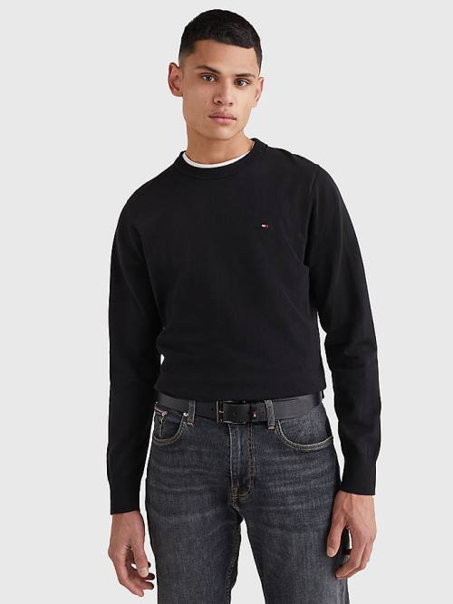 Tommy Hilfiger 1985 Essential TH Flex Sweatshirt Pulóverek Férfi Fekete | TH849LFX